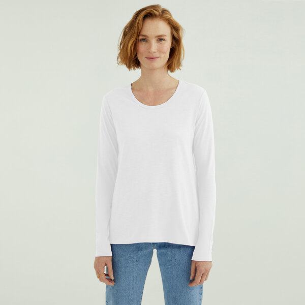 d'Els Miriam Damen Rundhals-Neck Langarm T-Shirt aus Flame Bio Baumwolle von d'Els