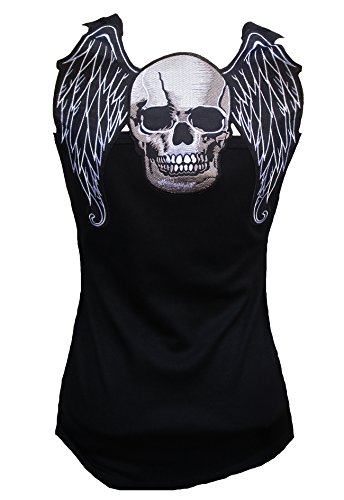Rockabilly Punk Rock Baby Damen Designer Tank Top Shirt Biker Skull Engel Gothic Totenkopf schwarz Tattoo Design L 40 von d'Rockabilly Punk Rock Baby