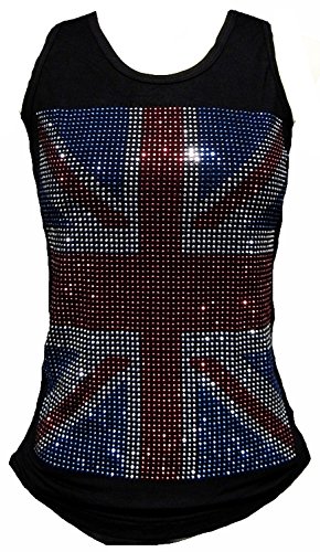 Rockabilly Punk Rock Baby Damen Diamante Strass Designer Tank Top Shirt Union Jack UK England Flagge schwarz Tattoo Design S 36 von d'Rockabilly Punk Rock Baby