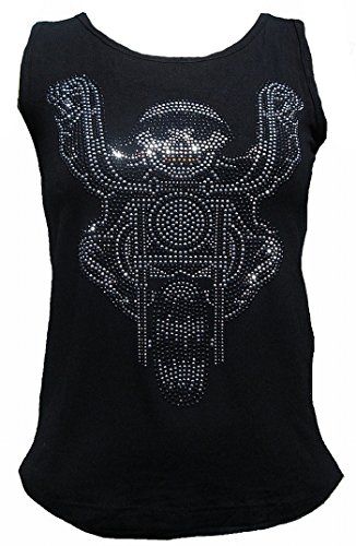 Rockabilly Punk Rock Baby Damen Lady Stretch Tank Top Shirt Schwarz Black Biker Skull Strass Diamante Designer Tattoo Teil XXL 48/50 von d'Rockabilly Punk Rock Baby