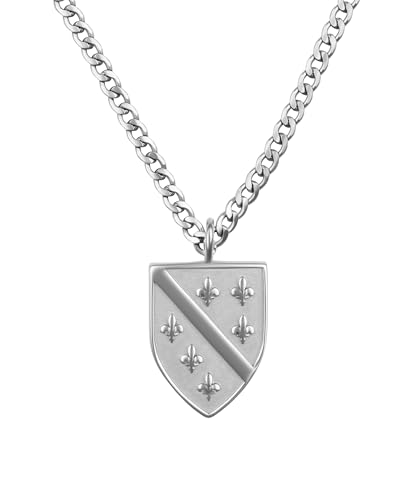 d'origine Bosnien Wappen Kette Herren – Bosnisches Wappen mit Panzerkette (Miami Cuban) in Silber (Edelstahl) von d'origine
