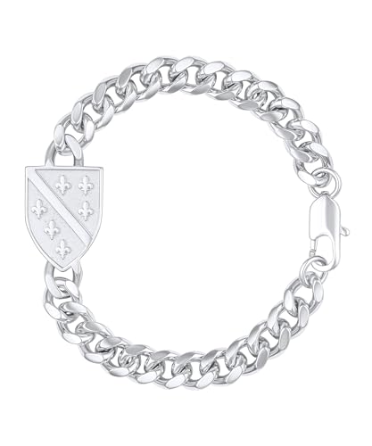 d'origine Bosnien Wappenarmband, Bosnisches Armband, Bosnien Kette, Bosnien-Flaggenkette, Bosnien-Schmuck, Bosnien Schmuck für Herren Silber von d'origine