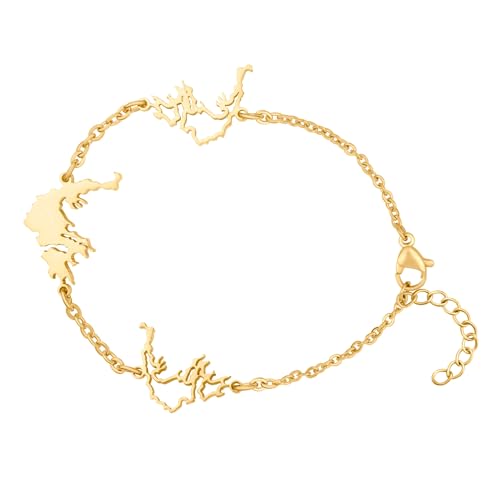 d'origine Griechenland Landkarten Armband Gold Unisex Damen Herren, Griechischer Schmuck, Griechisches Armband, Griechenland Flaggen Schmuck von d'origine