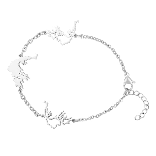 d'origine Griechenland Landkarten Armband Silber Unisex Damen Herren, Griechischer Schmuck, Griechisches Armband, Griechenland Flaggen Schmuck von d'origine