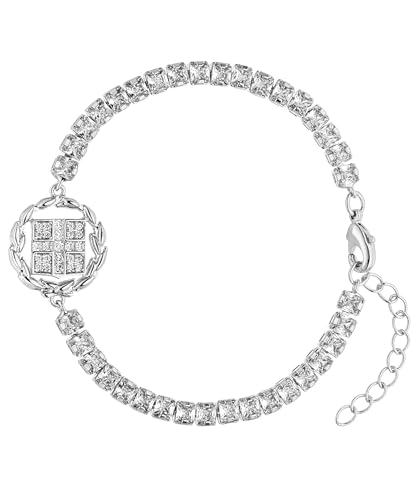 d'origine Griechenland Wappenarmband, Griechenland Zirkonia Armband, Griechenland Kette, Griechenland-Flaggenkette, Griechenland-Schmuck, Griechenland Schmuck für Damen Silber von d'origine