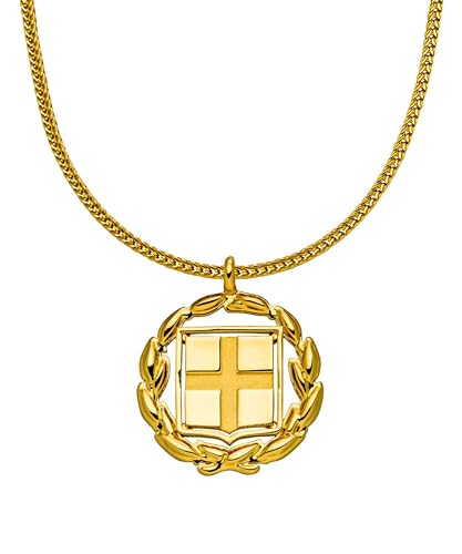 d'origine Griechenland Wappenkette, Griechische Flaggenkette, Griechenland Kette, Griechischer Schmuck, Griechischer Wappenschmuck für Herren Gold von d'origine