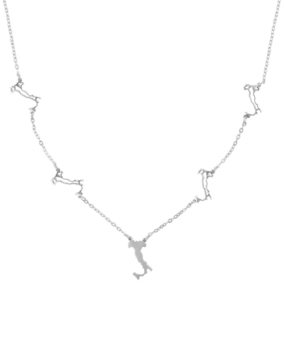 d'origine Italien Kette mit 5 Landkarten-Anhängern Damen, Italienische Halskette in Silber von d'origine