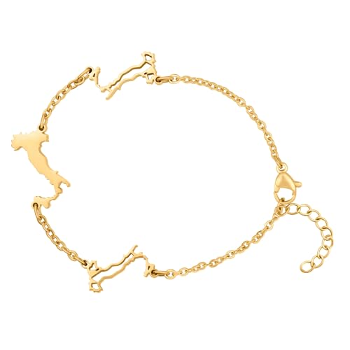 d'origine Italien Landkarten Armband Gold Unisex Damen Herren, Italienischer Schmuck, Italienisches Armband, Italien Flaggen Schmuck von d'origine