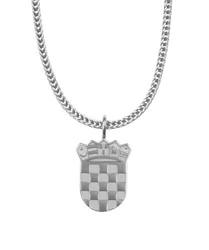 d'origine Kroatien Wappen Kette Herren – Kroatisches Wappen mit Foxkette in Silber (Edelstahl) von d'origine
