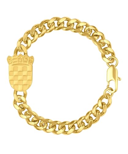 d'origine Kroatien Wappenarmband, Kroatisches Armband, Kroatien Kette, Kroatien-Flaggenkette, Kroatien-Schmuck, Kroatien Schmuck für Herren Gold von d'origine