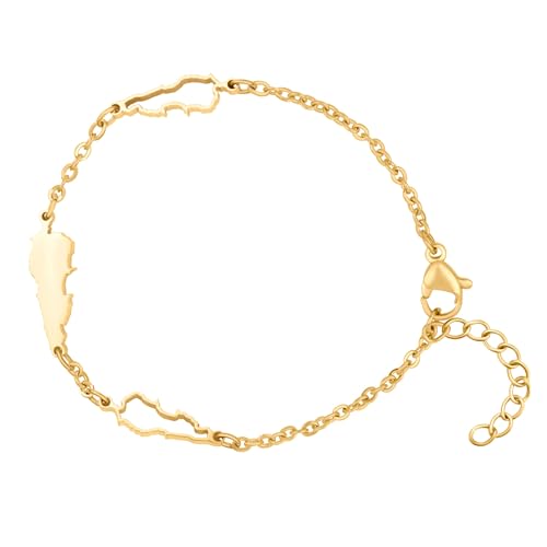 d'origine Libanon Landkarten Armband Gold Unisex Damen Herren, Libanesischer Schmuck, Libanesisches Armband, Libanon Flaggen Schmuck von d'origine