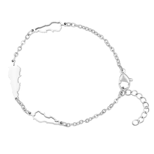 d'origine Libanon Landkarten Armband Silber Unisex Damen Herren, Libanesischer Schmuck, Libanesisches Armband, Libanon Flaggen Schmuck von d'origine