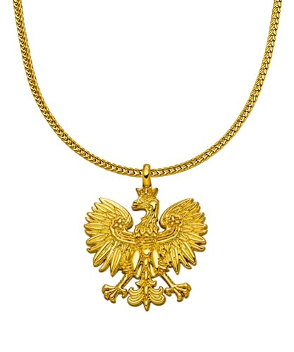 d'origine Polen Adler Wappenkette, Polnische Flaggenkette, Polen Adler Kette, Polnischer Schmuck, Polnischer Wappenschmuck für Herren Gold von d'origine