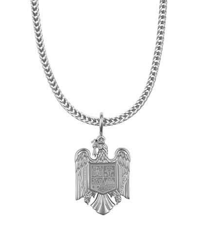 d'origine Rumänien Adler Kette Herren – Rumänisches Wappen mit Foxkette in Silber (Edelstahl) von d'origine