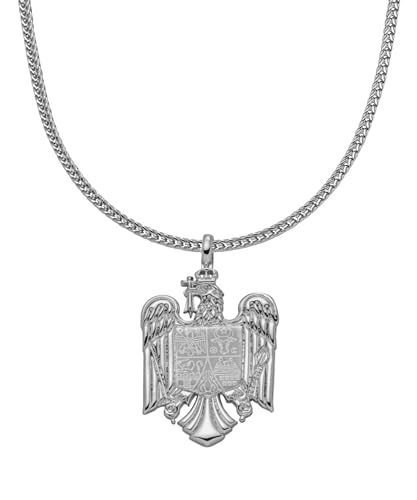 d'origine Rumänien Adler Wappenkette, Rumänische Flaggenkette, Rumänien Adler Kette, Rumänischer Schmuck, Rumänischer Wappenschmuck für Herren Silber von d'origine