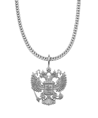 d'origine Russland Adler Kette Herren – Russisches Wappen mit Foxkette in Silber (Edelstahl) von d'origine