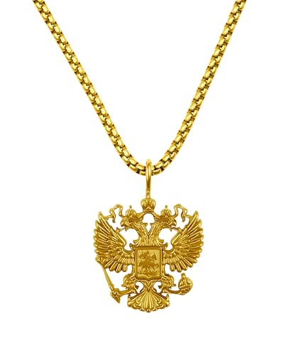 d'origine Russland Adler Kette Herren – Russisches Wappen mit Venezianerkette in Gold (Edelstahl) von d'origine
