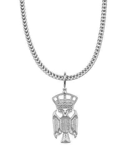 d'origine Serbien Adler Kette Herren – Serbisches Wappen mit Foxkette in Silber (Edelstahl) von d'origine