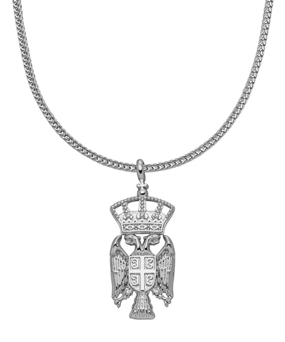 d'origine Serbien Adler Wappenkette, Serbische Flaggenkette, Serbien Adler Kette, Serbischer Schmuck, Serbischer Wappenschmuck für Herren Silber von d'origine