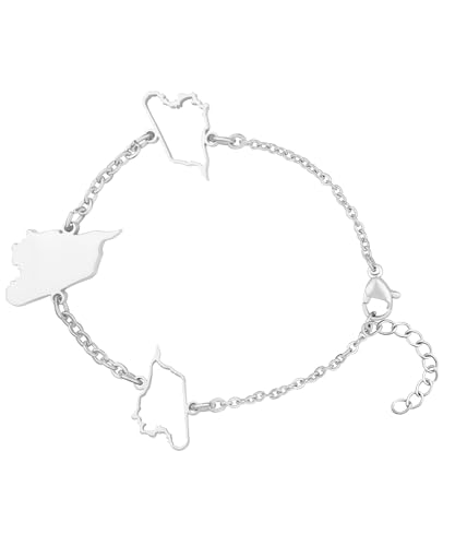 d'origine Syrien Landkarten Armband Silber Unisex Damen Herren, Syrischer Schmuck, Syrisches Armband, Syrien Flaggen Schmuck von d'origine