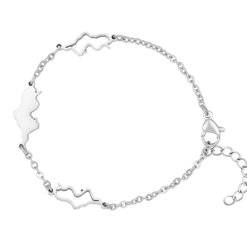 d'origine Tunesien Landkarten Armband Silber Unisex Damen Herren, Tunesischer Schmuck, Tunesisches Armband, Tunesien Flaggen Schmuck von d'origine