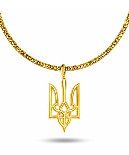 d'origine Ukraine Dreizack Wappenkette, Ukrainische Flaggenkette, Ukraine Dreizack Kette, Ukrainischer Schmuck, Ukrainischer Wappenschmuck für Herren Gold von d'origine