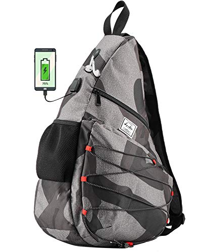 d'yallee 49,8 cm große Schultertasche für Herren, Umhängetasche, Brusttasche, Nylon, für Reisen, Fitnessstudio, Sport, Wandern, mit USB-Ladeanschluss von d'yallee