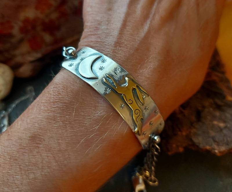 Silber Springender Hase Mit Mond Und Sternen Armband Stern - Mondanhängern Messinghase von dAgDesigns