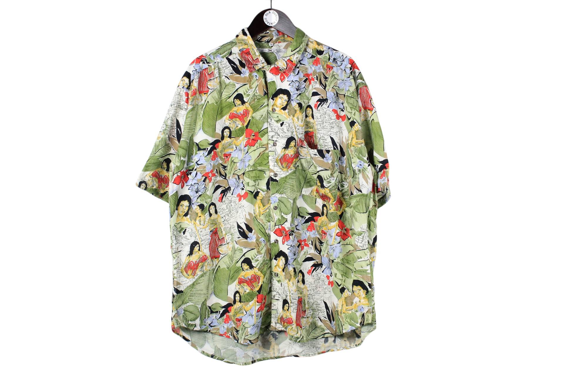 80Er Jahre Retro Kurzarm Hemd Mit Schnittmuster Hawaiihemd Bluse von dDushy