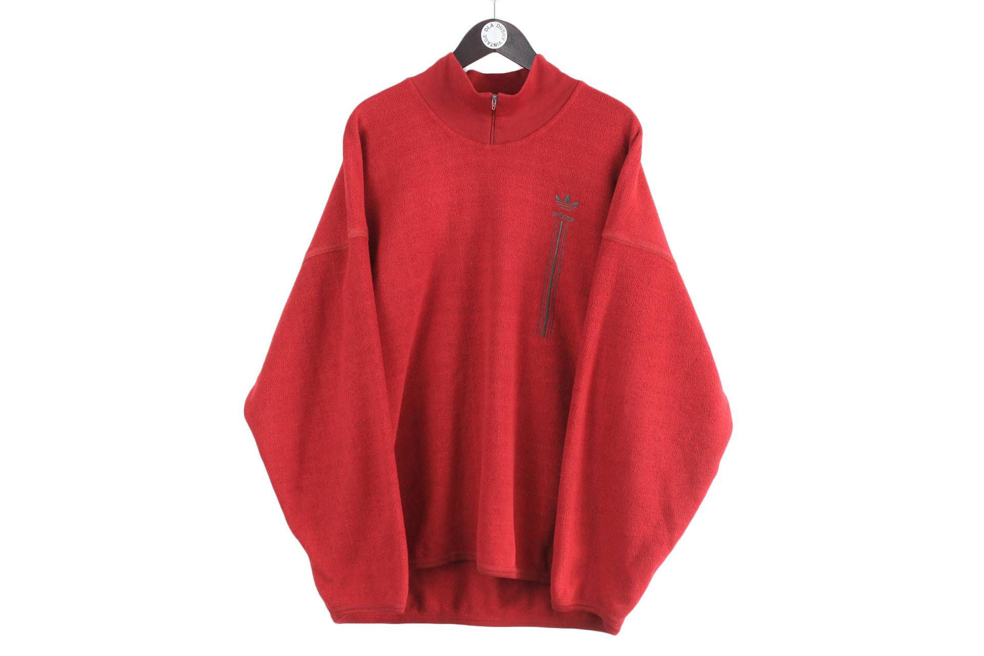 Vintage Adidas Fleece Sweatshirt Oversize Herren Größe L Rot Langarm Pullover 90Er Retro Winter Outdoor Ski Sport Streetwear Warmer von dDushy