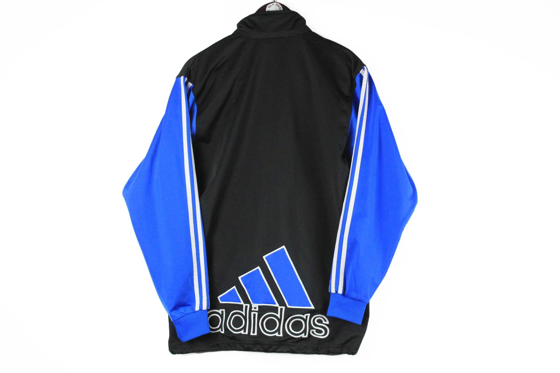 Vintage Adidas Trainingsjacke Größe Herren S Authentisch Schwarz Blau Retro Sportlich Full-Reißverschluss 90Er Jahre Großes Logo Sport Style Wear von dDushy