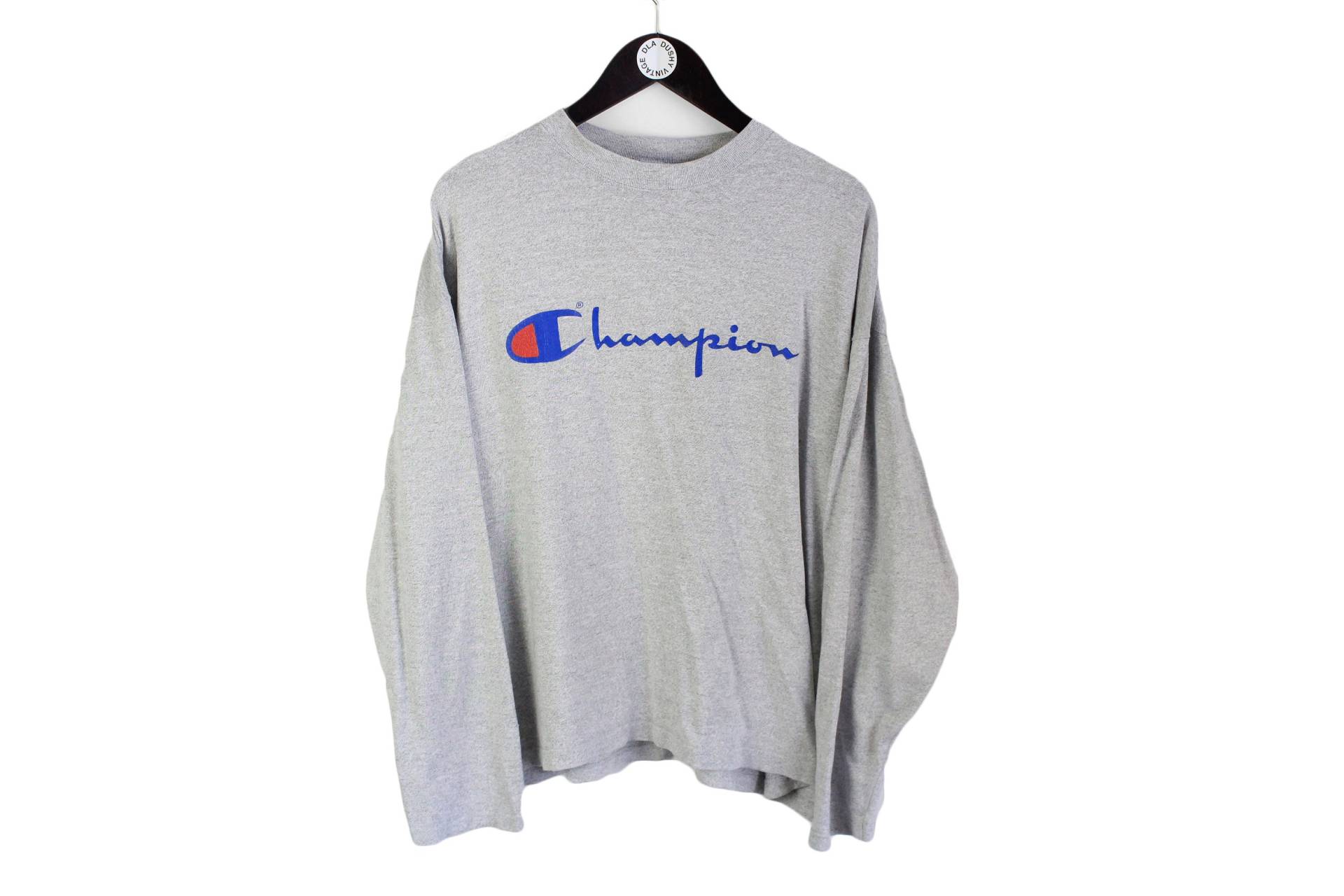 Vintage Champion Langarm T-Shirt Größe L/xl Herren Grau Sport Dünnes Sweatshirt Retro Selten Rave Hipster Authentisch 90Er Activewear Casual von dDushy