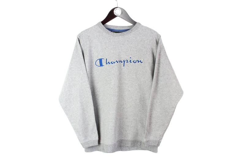 Vintage Champion Usa Big Logo Sweatshirt Grösse S Herren Grau Blau Langarm Pullover Retro Rare Rave Hipster Authentisch 90Er Jahre Activewear Lässig von dDushy