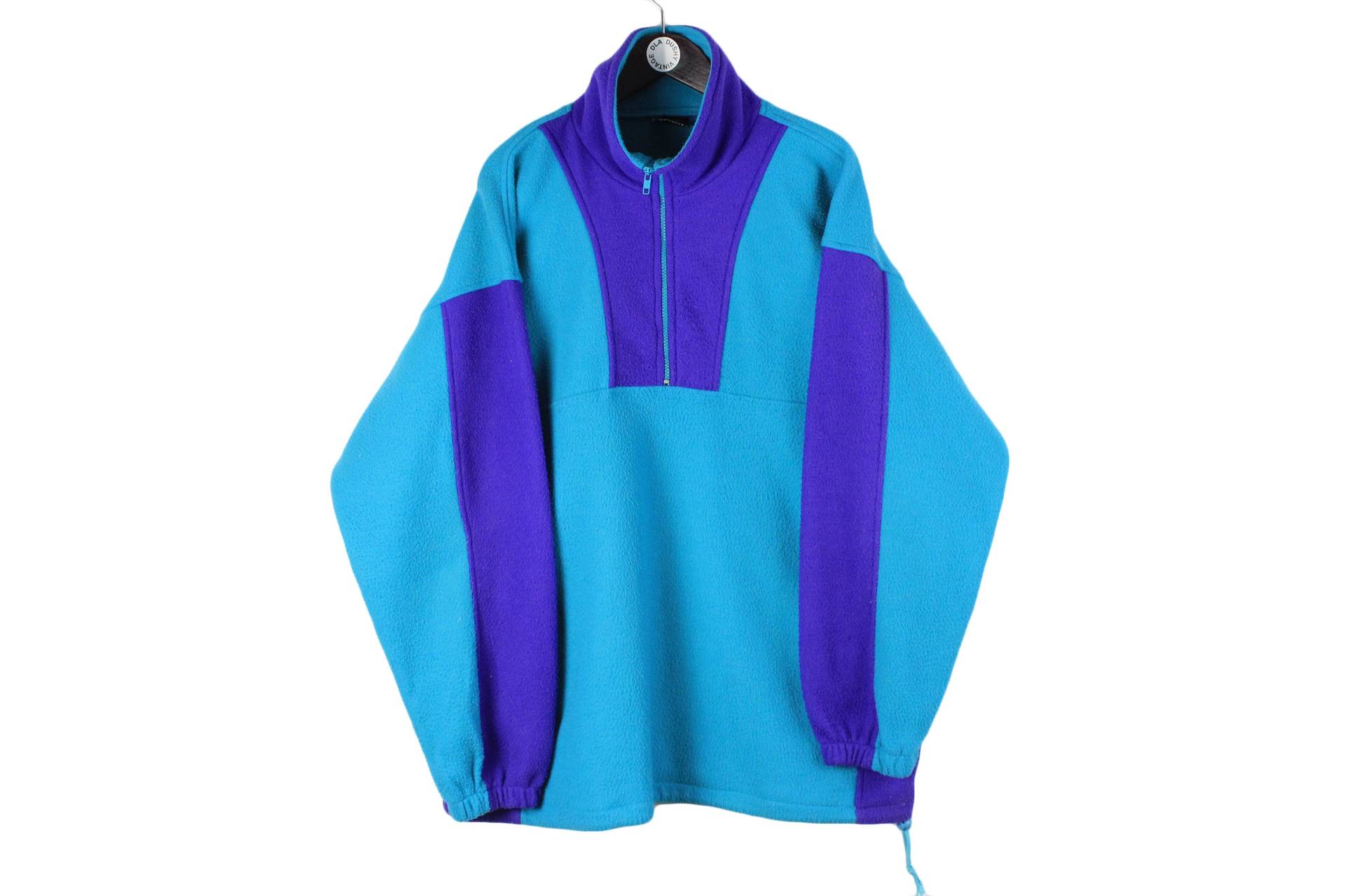 Vintage Fleece 1/4 Zip Pullover Blau Lila Seltener Größe Xxl Retro-Kleidung Herren 90Er Winterpullover Warmes Ski-Outfit Outdoor-Berg von dDushy