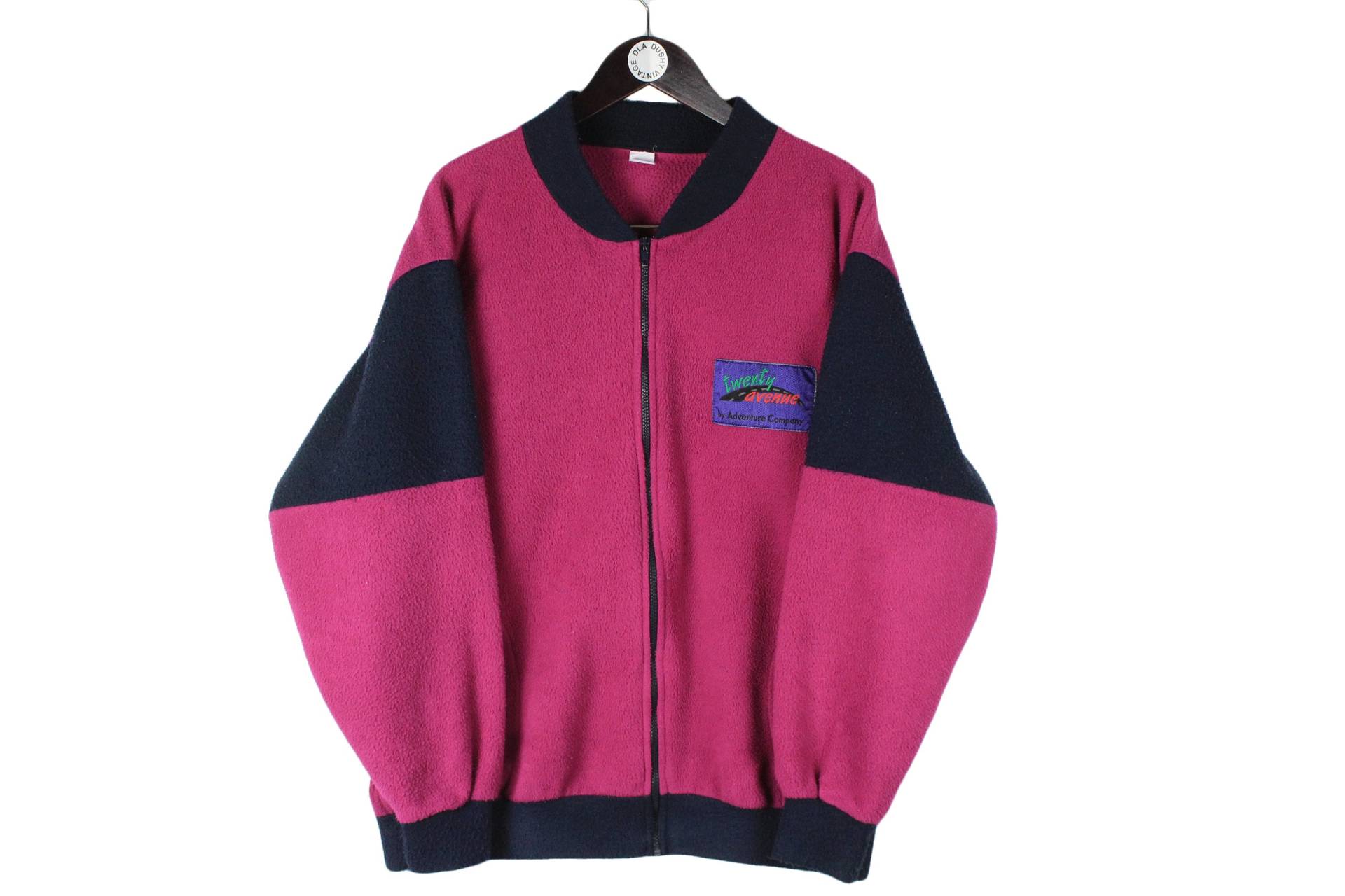 Vintage Fleece Pullover Größe L Retro Hipster Tragen Herren 80Er 90Er Berg Winter Warmes Outfit Rave Lila Rosa Durchgehender Reißverschluss von dDushy