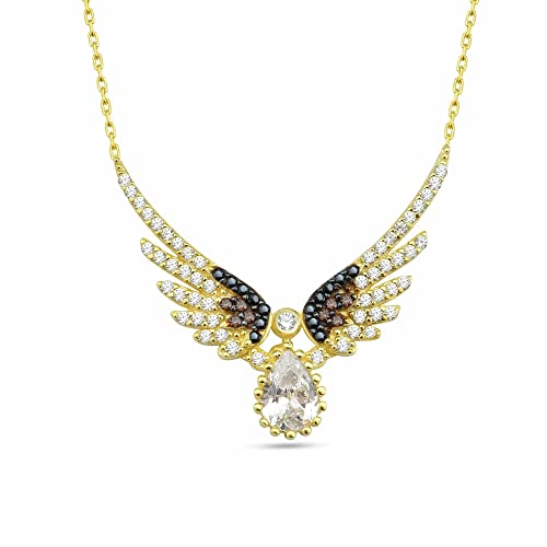 Dkeniz Damen Anhänger mit Kette 925/- Sterling Silber 42 cm + 3cm glänzend Zirkonia Gold 145250040 von dKeniz