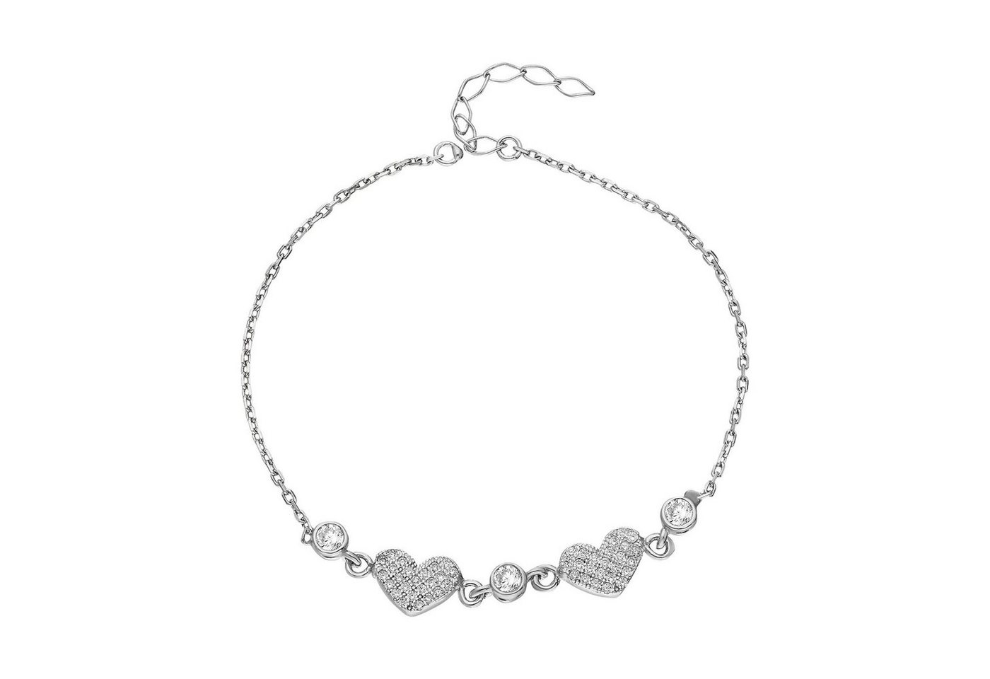 dKeniz Armband 925/- Sterling Silber rhodiniert Glänzend 17+3cm Zirkonia Weiß von dKeniz