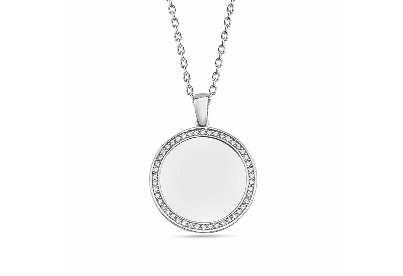 dKeniz Kette mit Anhänger 925/- Sterling Silber rhodiniert Kreis Plättchen von dKeniz