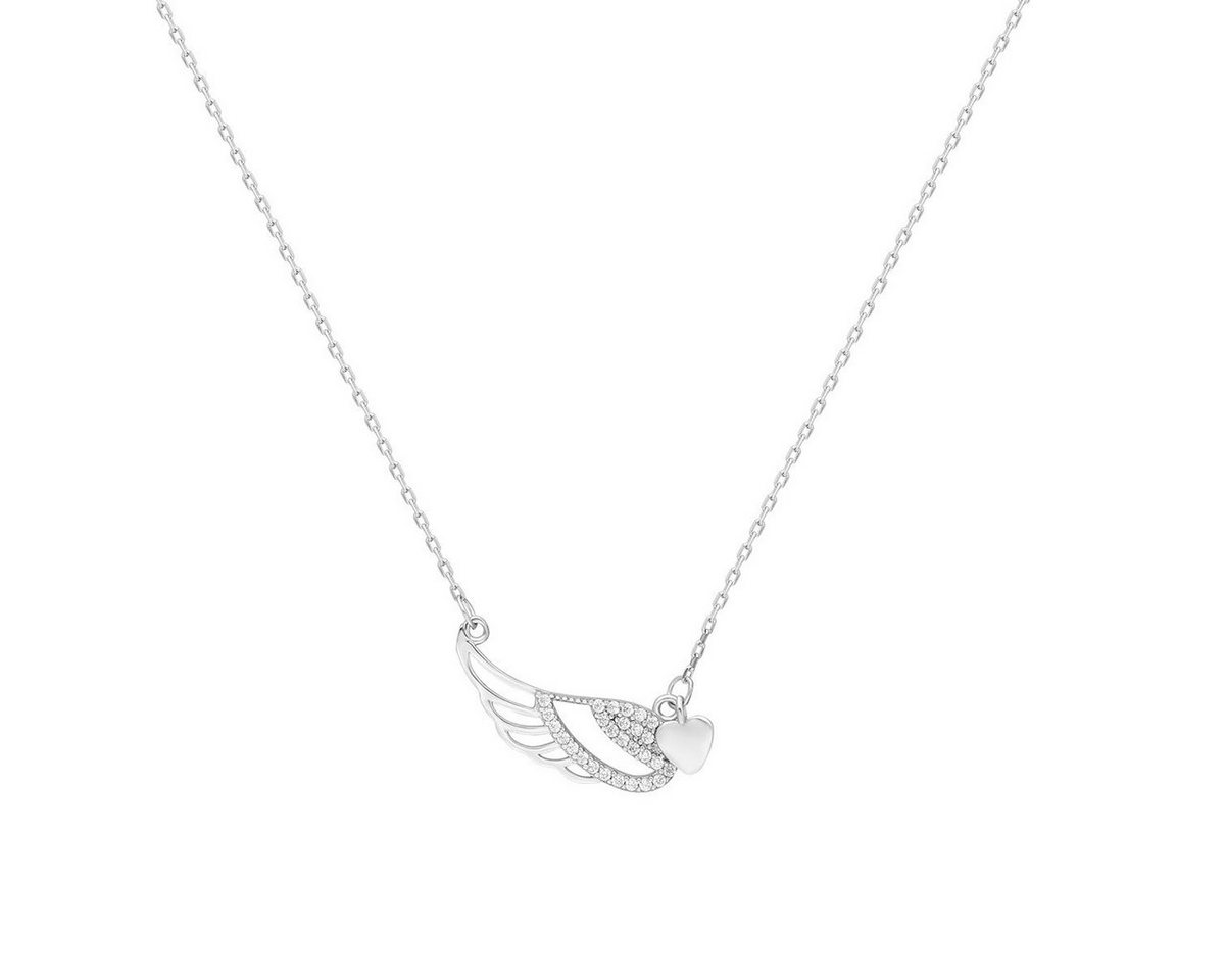 dKeniz Kette mit Anhänger Engelsflügel 925/- Sterling Silber Zirkonia Weiß von dKeniz