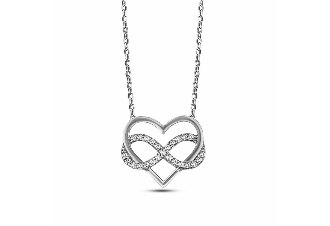 dKeniz Kette mit Anhänger 925/- Sterling Silber Infinity Herzkette von dKeniz