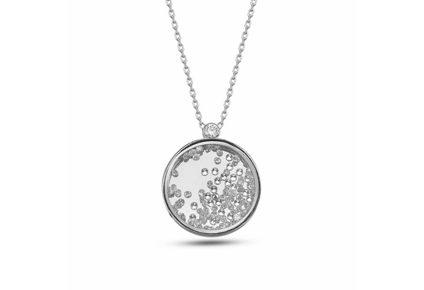 dKeniz Kette mit Anhänger 925/- Sterling Silber bewegliche Zirkonia-Steine von dKeniz