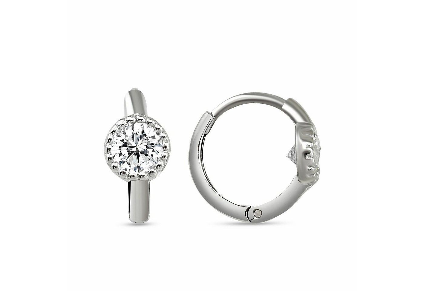 dKeniz Paar Creolen Silber 925 rhodiniert mit Zirkonia weiß von dKeniz