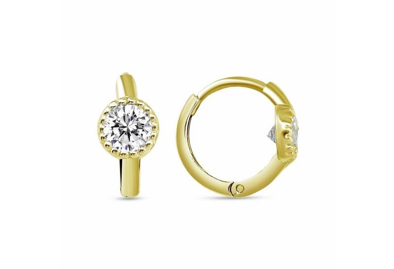 dKeniz Paar Creolen Silber 925 vergoldet mit Zirkonia weiß von dKeniz