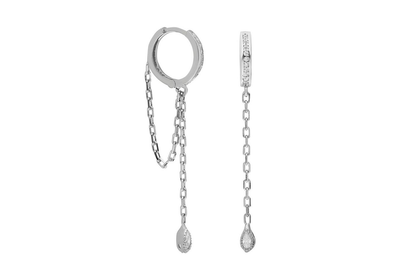 dKeniz Paar Ohrhänger 925/- Sterling Silber rhodiniert Glänzend 2,5cm Zirkonia Weiß von dKeniz