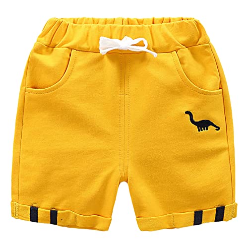 dPois Baby Junge Shorts Kurze Hose Jerseyshorts Freizeitshorts Baumwolle Joggingshose mit Kordelzug Kleinkind Sommer Outfits Gelb 104-110/4-5 Jahre von dPois