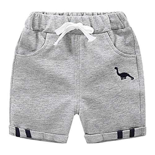 dPois Baby Junge Shorts Kurze Hose Jerseyshorts Freizeitshorts Baumwolle Joggingshose mit Kordelzug Kleinkind Sommer Outfits Grau 92-98/2-3 Jahre von dPois