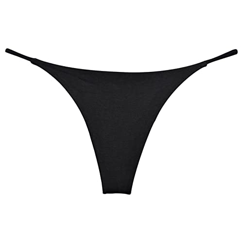 dPois Damen Bikinihose String Tanga Hipster Sexy Bikinislip Thongs Niedrige Taille Badehose Bademode Sommer Swimwear Schwarz S von dPois