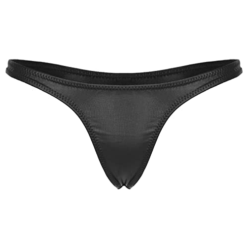 dPois Damen Sexy Slip String Tanga Höschen Lack Leder Unterhose Hipster Thong Wetlook Hotspants Dessous Unterwäsche Reizwäsche Schwarz_A M von dPois