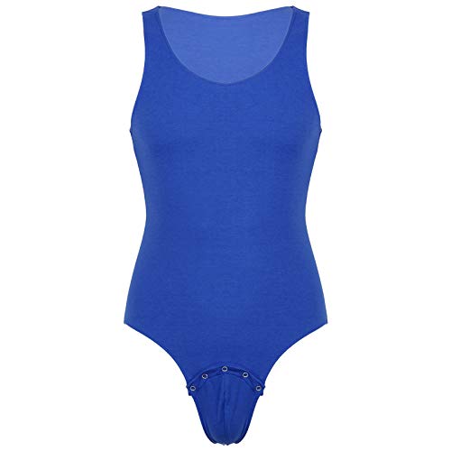 dPois Herren Body Tank Top Weste Sportbody Unterhemd Einteiler Bodysuit Overall Ärmellos mit Tieferem U-Ausschnitt Unterwäsche Männerbody Marineblau XXL von dPois