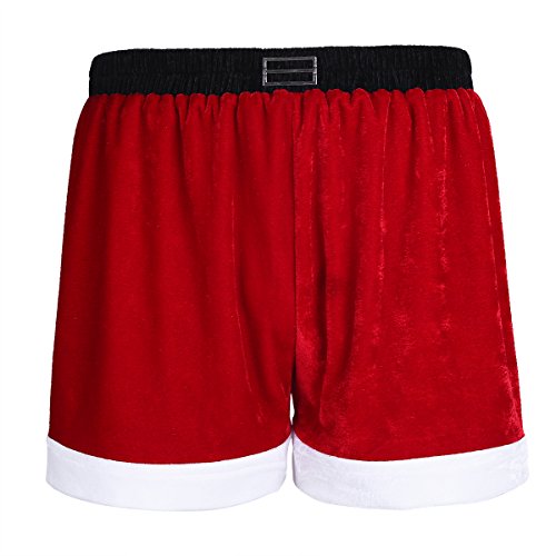 dPois Herren Boxer Shorts Briefs Weihnachtsmann Unterhose Kurze Hose Männer Dessous Kostüm für Weihnachten Cosplay Mens Schlüpfer Panties in Rot Grün Rot M von dPois